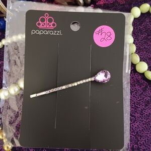Paparazzi Silver Hair Clip with Purple Accents